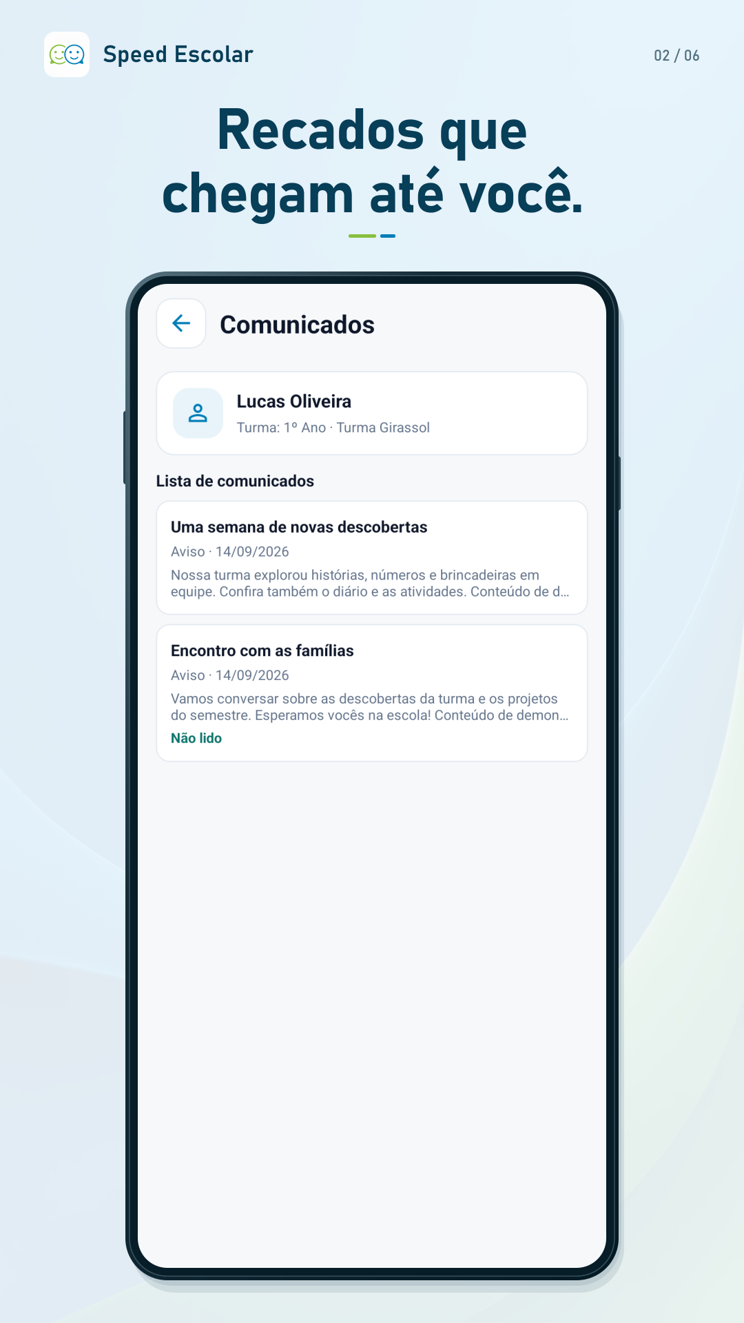 Speed Comunicação Escolar — App — imagem 2